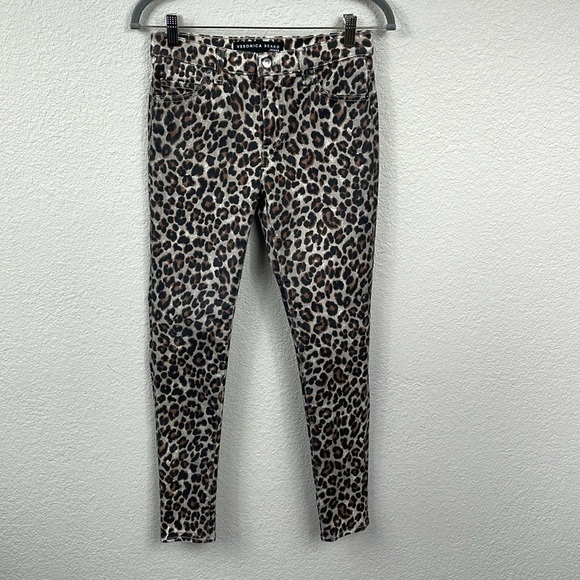 Veronica Beard Brooke Skinny Mid Rise Jeans Coated Leopard Sz 26 2 - Picture 5 of 15